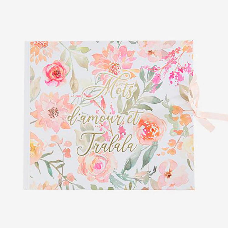 Livre d'or fleurs pastel : accessoire deco mariage champetre