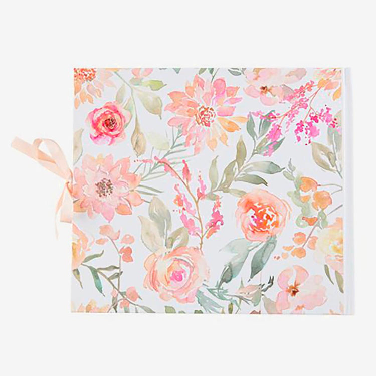 Livre d'or fleurs pastel : souvenirs pour bapteme enfant
