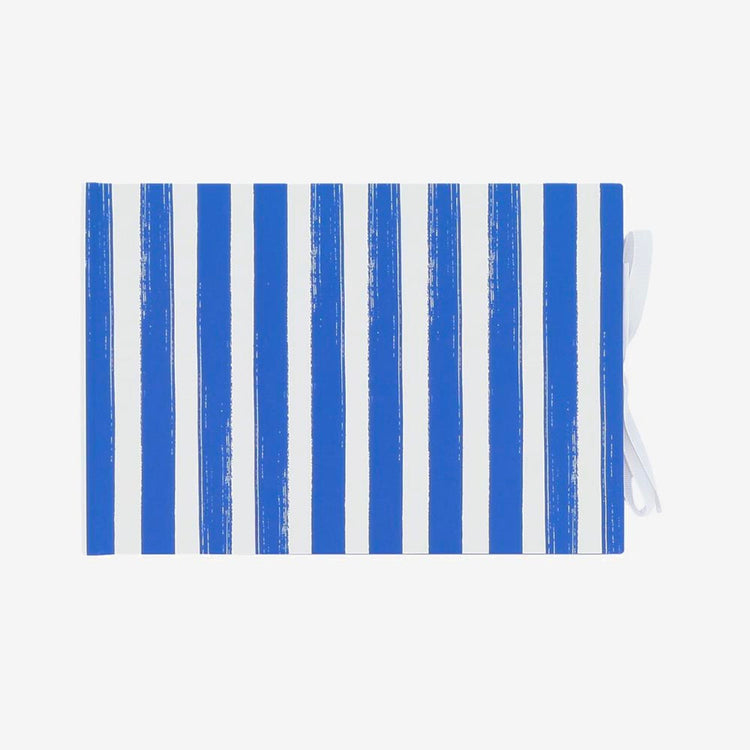 Livre d’or bleu à rayures pour baby shower ou baptême