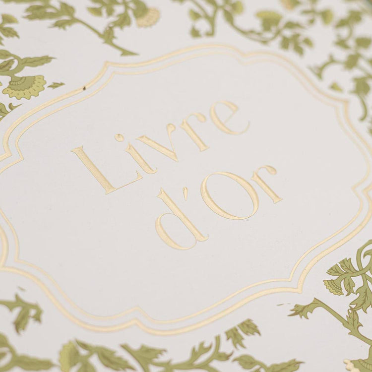 Livre d'or élégant vert botanica, idéal pour une réception