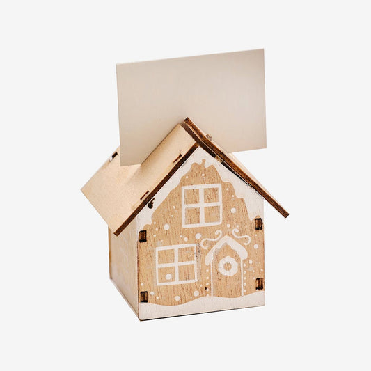 Marque places en bois maison pain d'épices : deco table noel