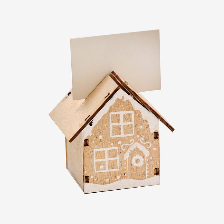 Marque places en bois maison pain d'épices : deco table noel