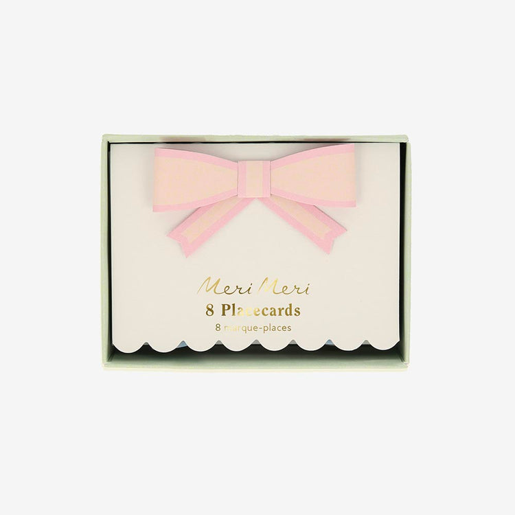 Marque-places nœud pastel : deco de table bapteme enfant