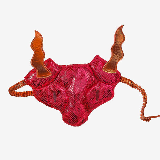 Masque de dragon rouge : accessoire deguisement chevalier