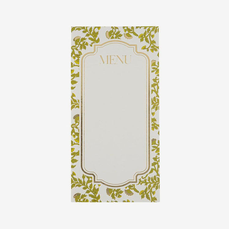 10 menus vert botanica, une papeterie élégante pour une belle table