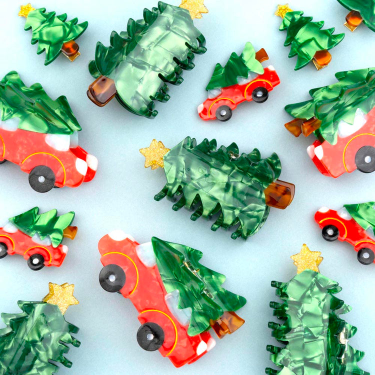 1 pince à cheveux voiture sapin idéal pour un cadeau de Noël