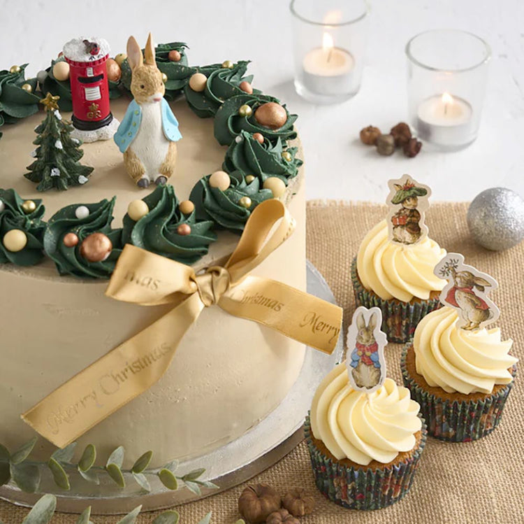 Kit cupcakes de Noël Pierre Lapin : decoration buche de noel