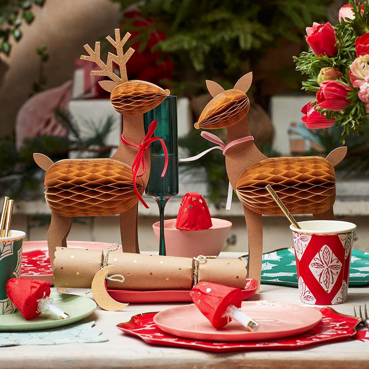 Gobelets en carton motifs block print : decoration table de noel