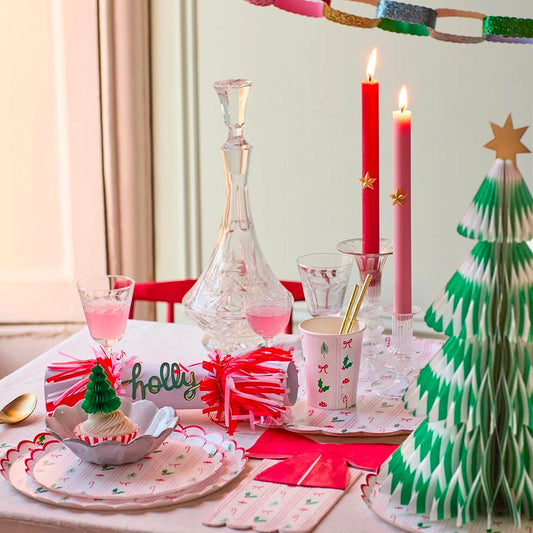 16 serviettes jetables noeuds rouges meri meri pour décoration table de noël