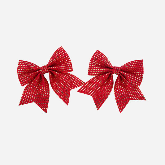 2 nĆuds en jute rouge et dorĂ© pour decoration de noel originale