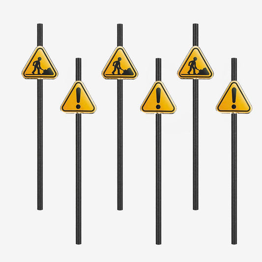 10 pailles chantier pour table d'anniversaire