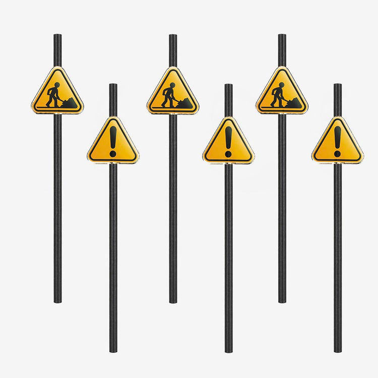 10 pailles chantier pour table d'anniversaire