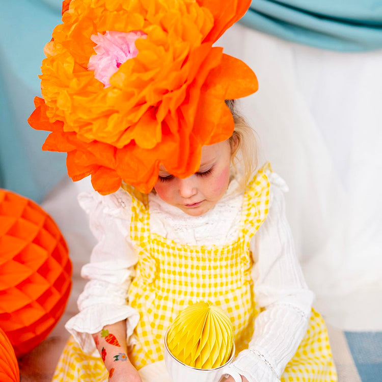 3 fleurs en papier de soie : accessoire cheveux fille