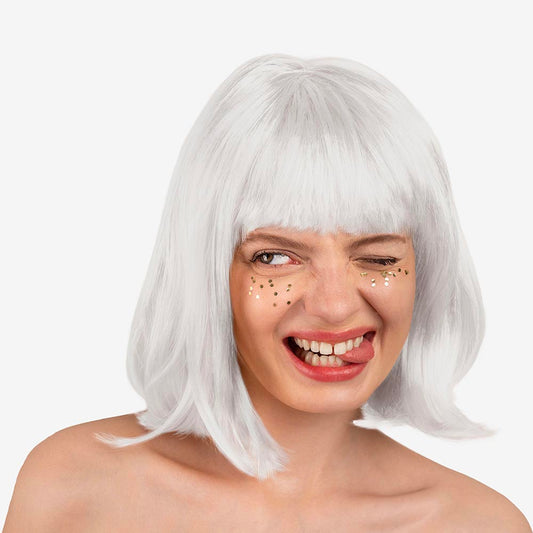 Perruque blanche, pour costume original ou clown chic