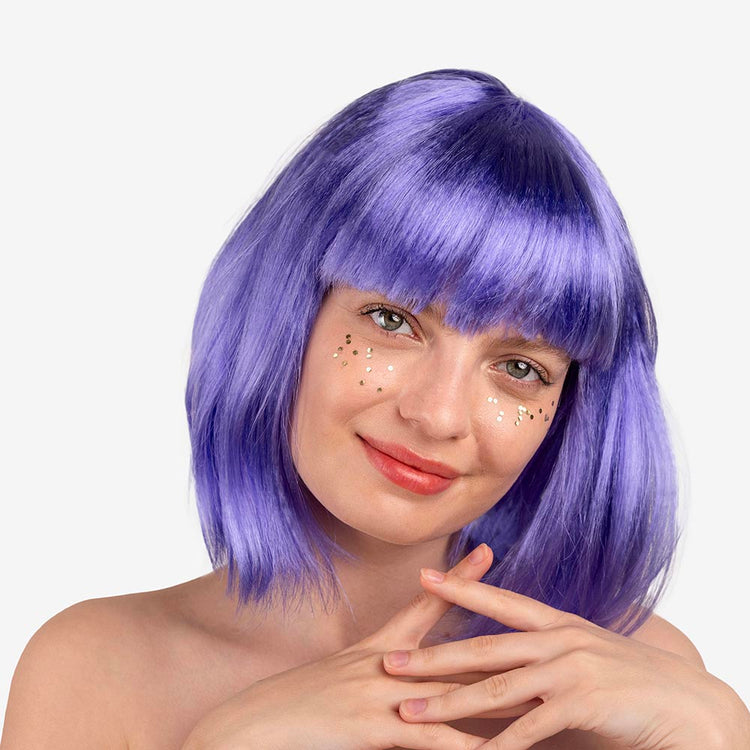 Perruque mauve, fun pour déguisement fête ou carnaval