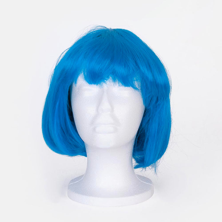 Perruque disco bleu néon pour soirée déguisée et Nouvel an