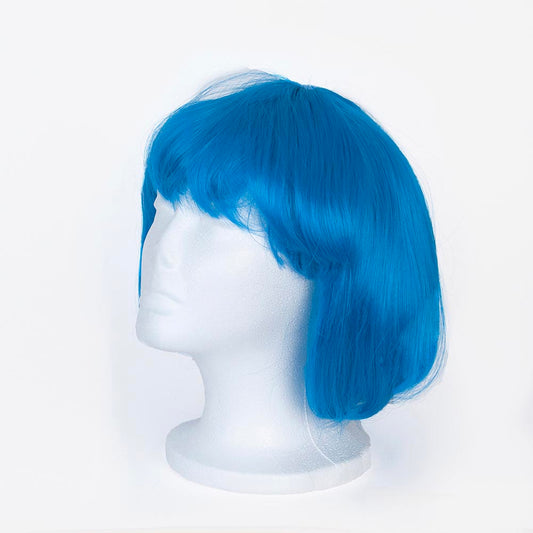 Perruque mylar bleu néon pour fêtes et soirées déguisées