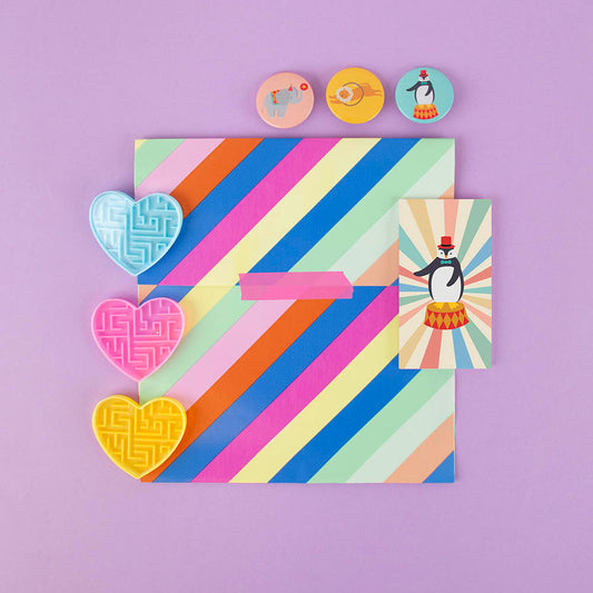 Pochette diagonales colorées pour cadeaux ou surprises de fête