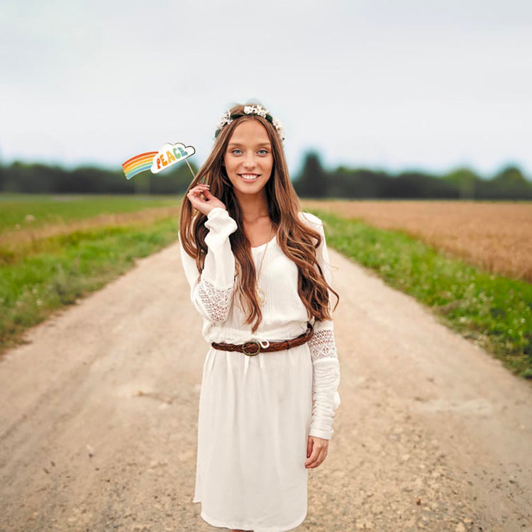 Kit photobooth hippie : activité anniversaire thÚme année 60