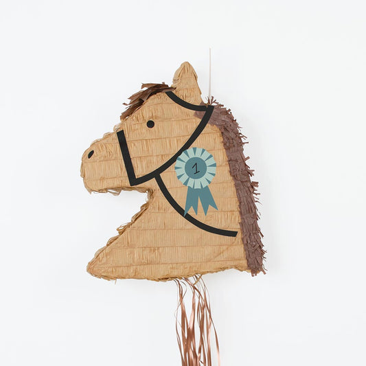 Pinata cheval avec cocarde : animation anniversaire fille cheval