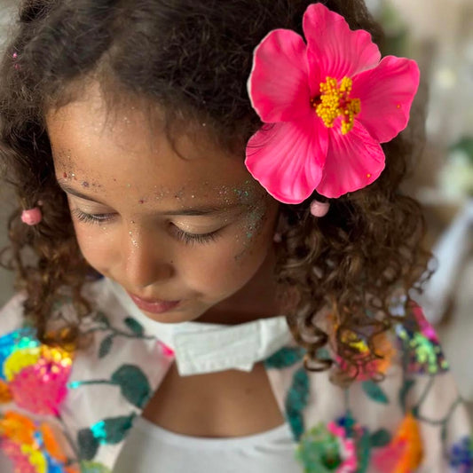 1 pince fleur hawaïenne orange - cadeau anniversaire fille