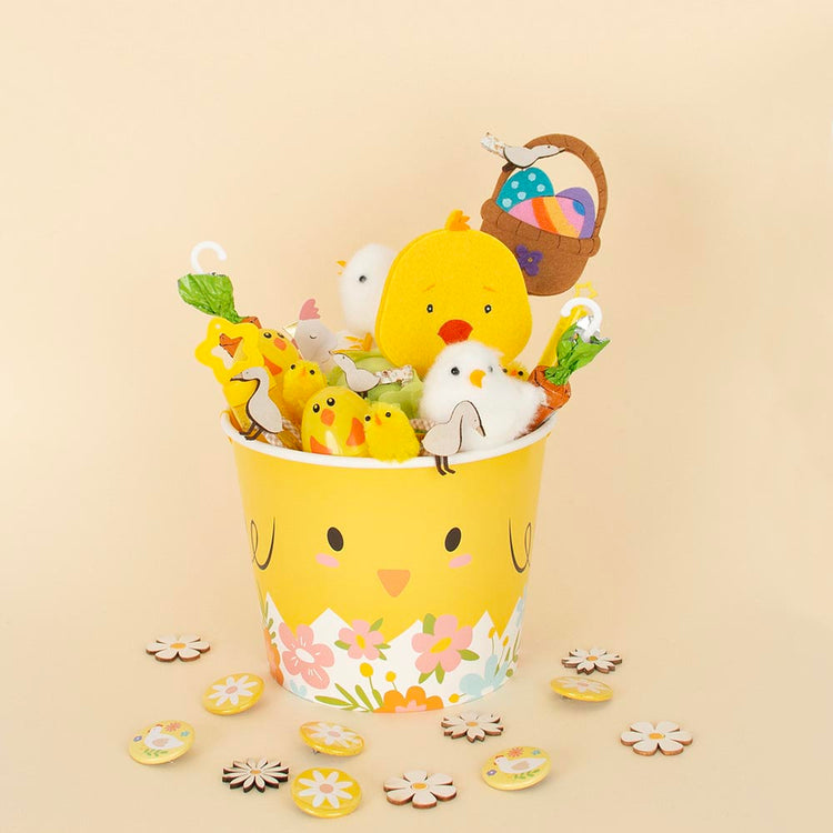 6 petites figurines poussins jaunes : deco chasse aux oeufs paques