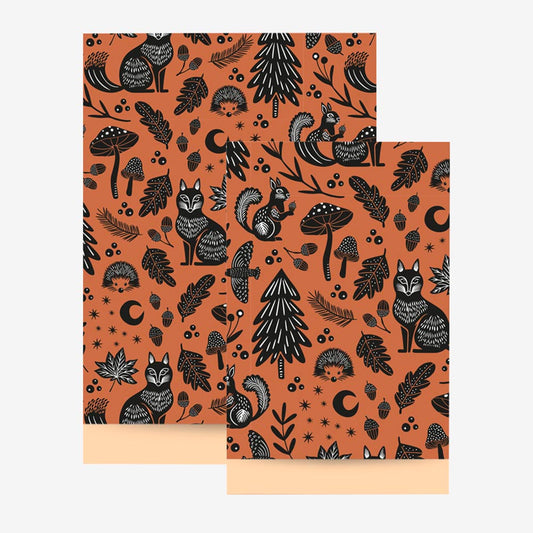 1 pochette en papier cognac animaux de la forêt - accessoire décoratio