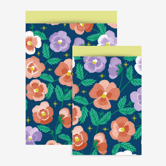 1 pochette fleurs rose et bleu en papier