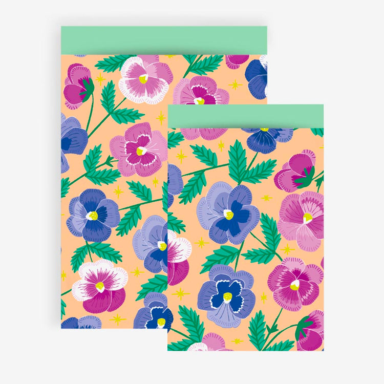 1 pochette en papier fleurs rose et bleu : pochette surprise chic