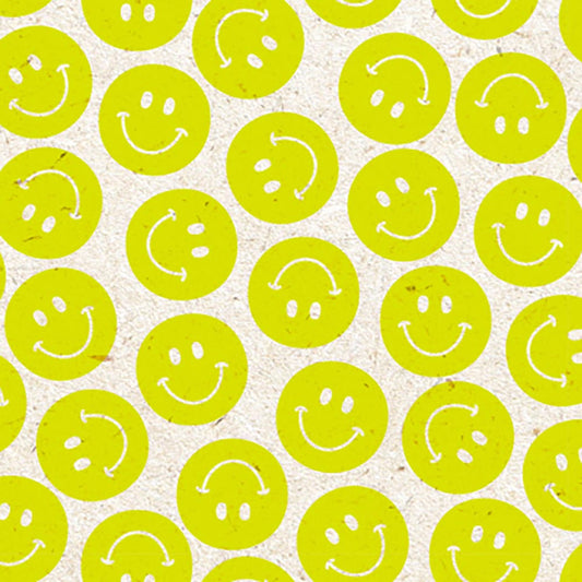 1 pochette en papier smiley jaune pour emballage cadeau anniversaire theme, boum ou pyjama party