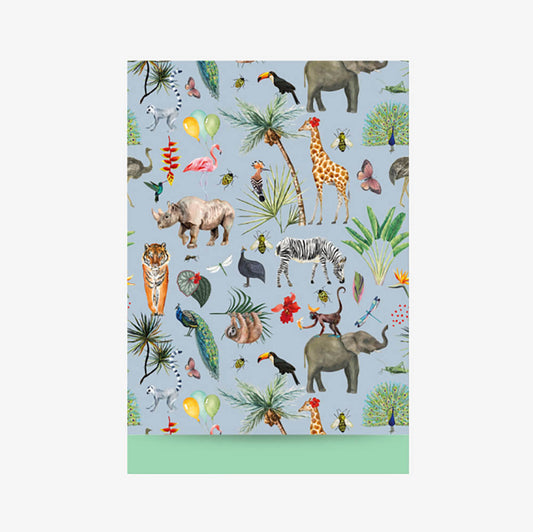 1 pochette en papier vert animaux de la jungle pour pochette surprise anniversaire enfant