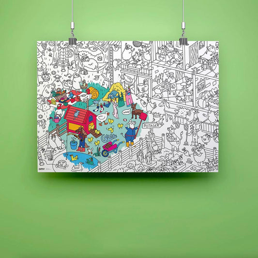 Poster géant à colorier ferme : idee cadeau anniversaire enfant