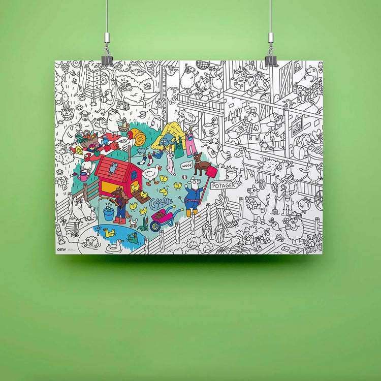 Poster géant à colorier ferme : idee cadeau anniversaire enfant