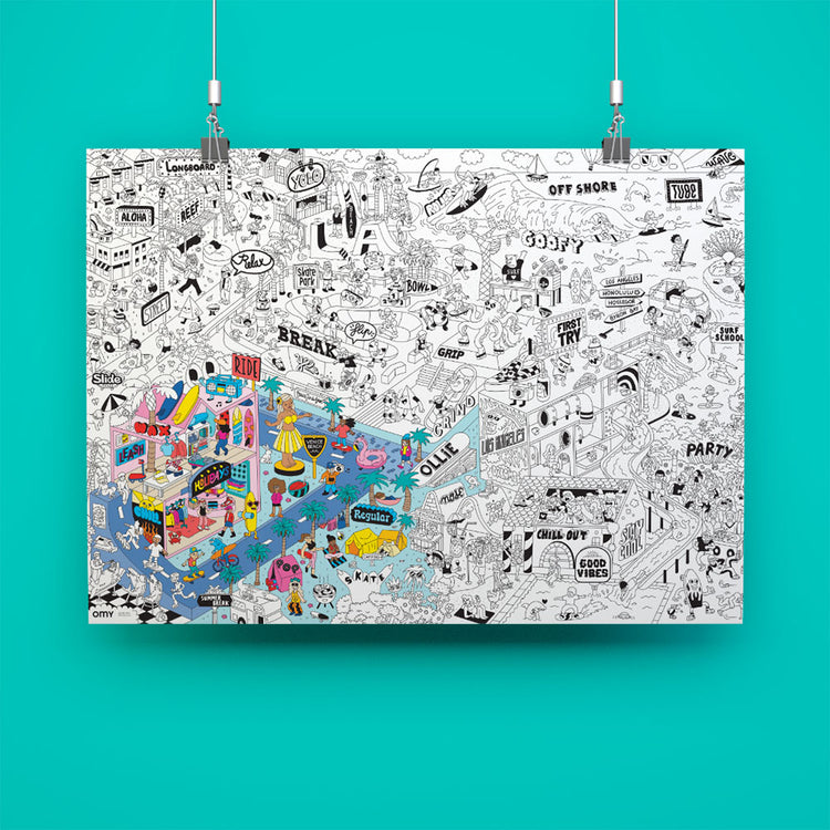 Poster géant surf & skate : idee cadeau anniversaire et noel ado