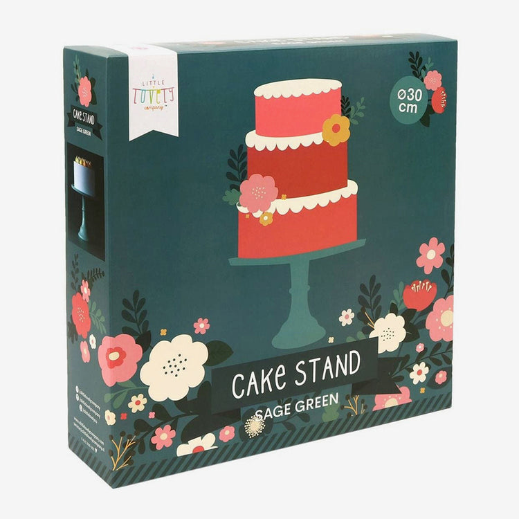 Grand présentoir à gâteau vert sauge : deco de table mariage botanique