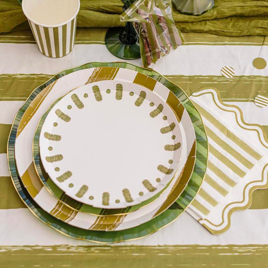 Déco verte rayée pour fête champêtre élégante