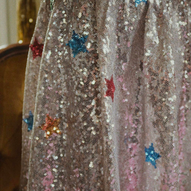 Robe disco étoiles multico : déguisement carnaval enfant