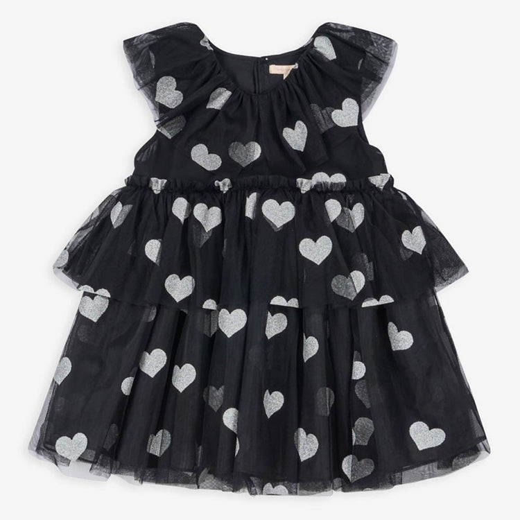 Robe noire à coeurs argentés : cadeau anniversaire enfant