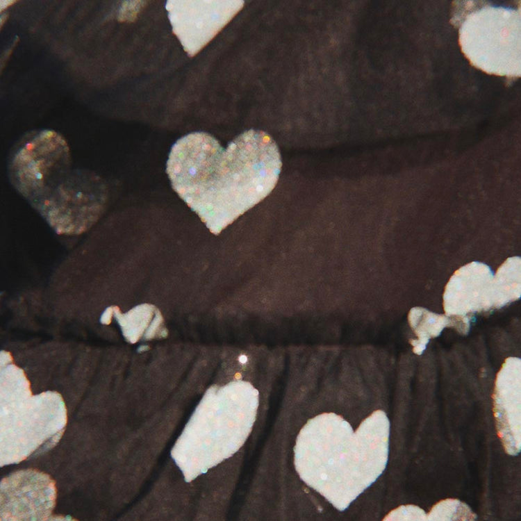 Robe noire à coeurs argentés : déguisement Halloween enfant