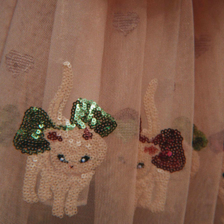 Robe de princesse chats et coeurs : déguisement carnaval enfant