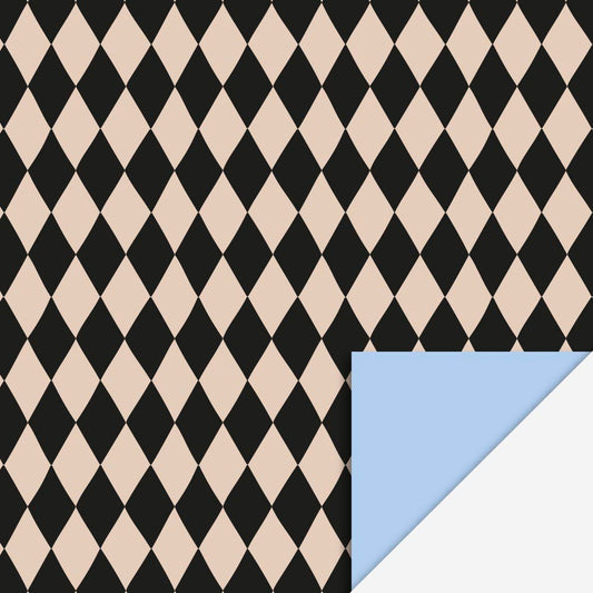 1 rouleau de papier cadeau arlequin noir : cadeau anniversaire cirque