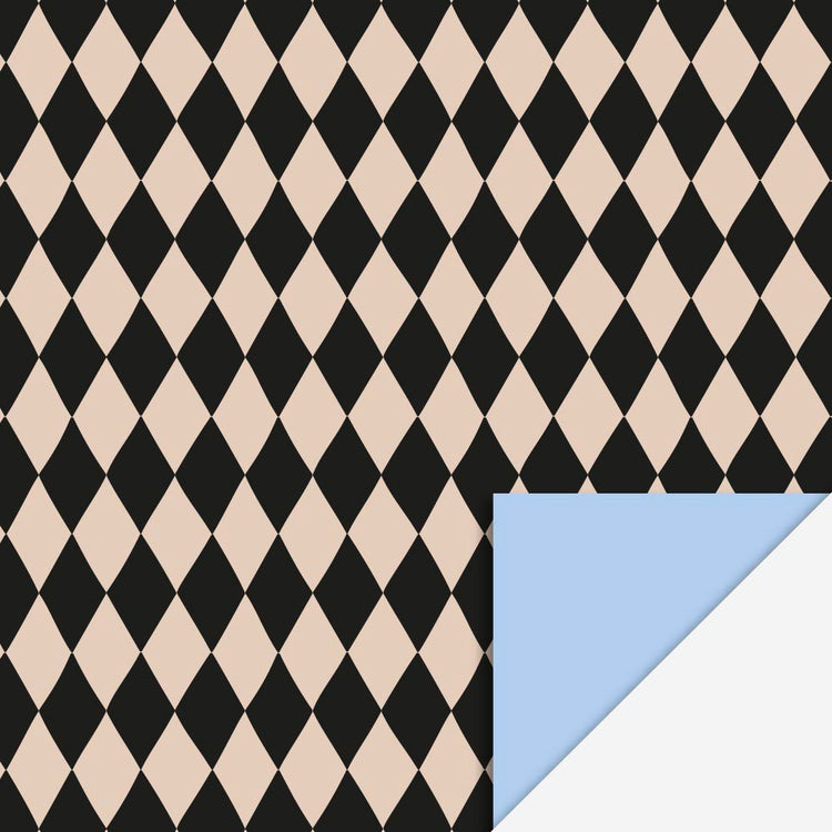 1 rouleau de papier cadeau arlequin noir : cadeau anniversaire cirque