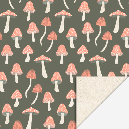 1 rouleau de papier cadeau champignons : emballage cadeau anniversaire ou noel