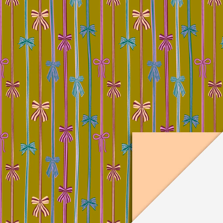 Papeterie de Noël : 1 rouleau de papier cadeau noeuds colorés pour cadeau de noel ou avent