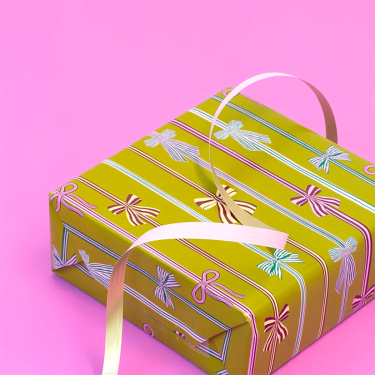 Emballage cadeau de noel : 1 rouleau de papier cadeau noeuds colorés