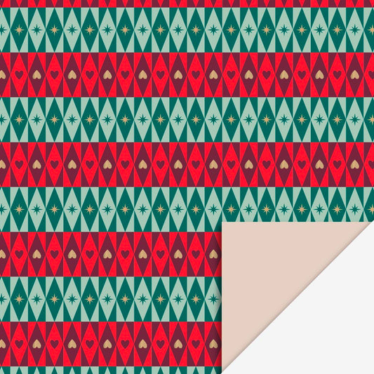 Papeterie de Noël : 1 rouleau de papier cadeau rouge et vert pour cadeau de noel ou avent