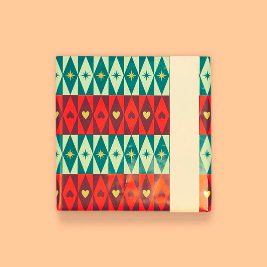 Emballage cadeau de noel : 1 rouleau de papier cadeau motifs noel rouges et verts