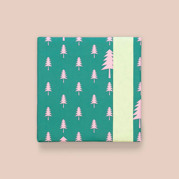 Emballage cadeau de noel : 1 rouleau de papier cadeau sapins roses