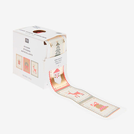 Noël - 1 rouleau de faux timbres de Noël parfait pour Noël festif