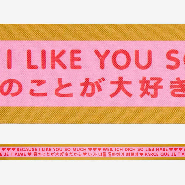 Ruban cadeau amour fuchsia, rouge et or pour emballage cadeaux originaux